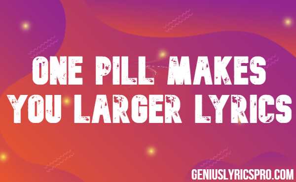 One Pill Makes You Larger Lyrics