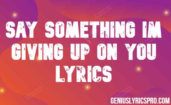 Say Something Im Giving Up On You Lyrics