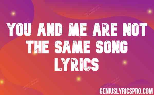 You And Me Are Not The Same Song Lyrics